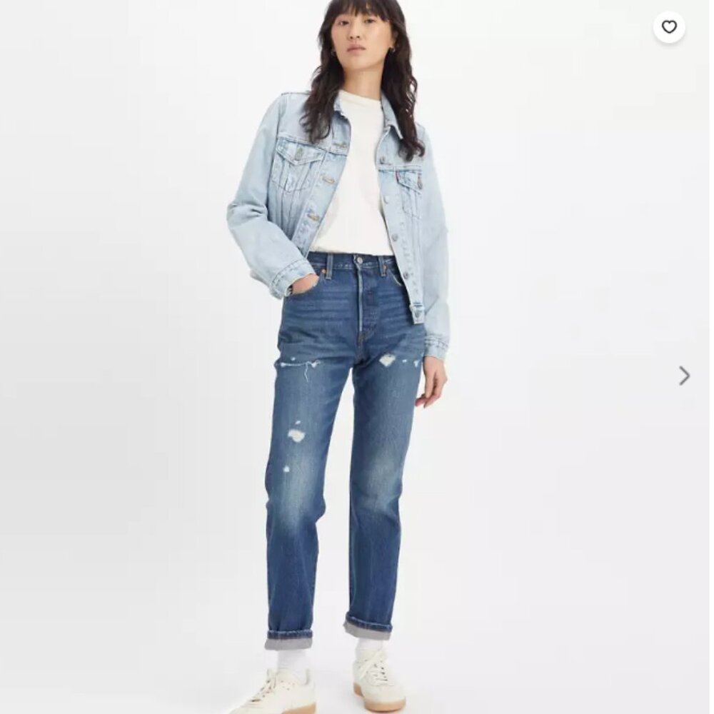 Levi's 501 Original Selvedge Jeans in Dark Indigo Destructed - Blue Size 27x30